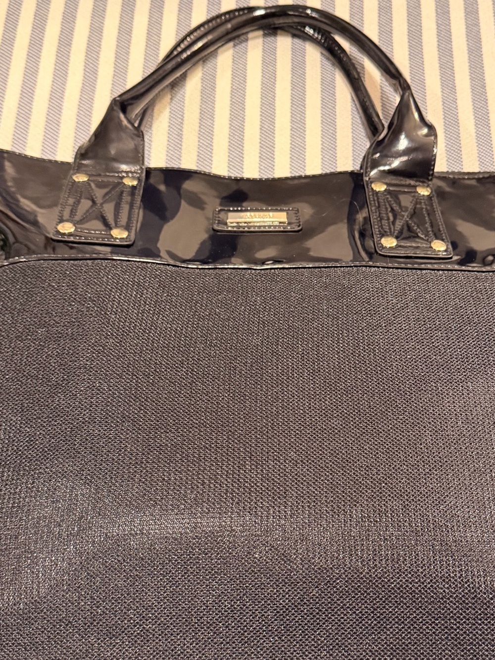 VERSACE PERFUME~Huge Black Tote with Gloss Trim 🖤🩶🖤🩶 - Picture 10 of 13